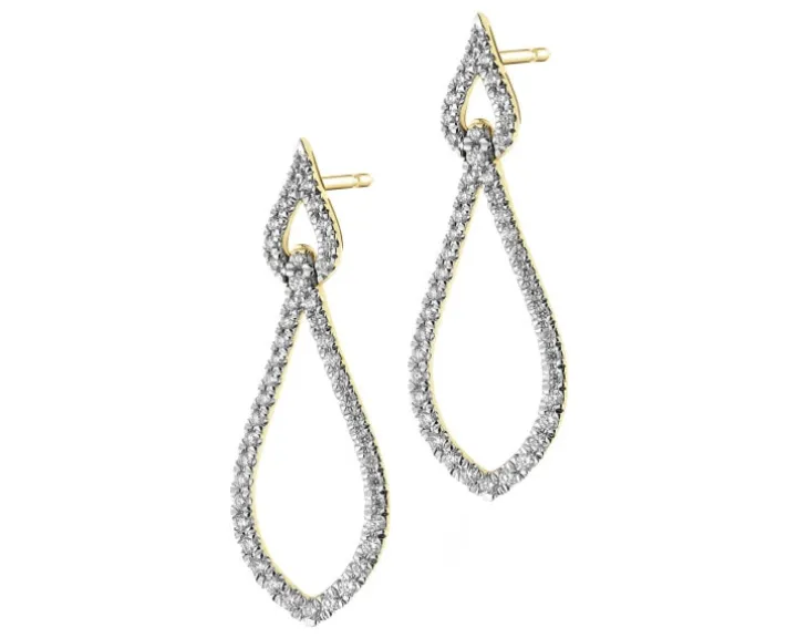 Kolczyki z żółtego złota z brylantami - 0,36 ct - próba 585