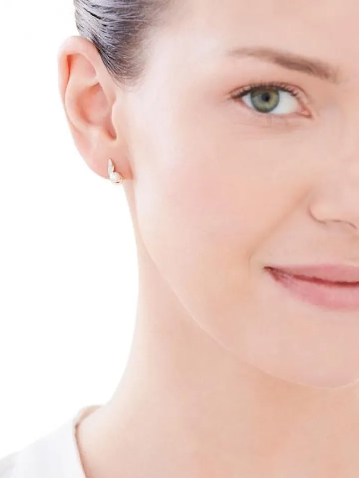 Kolczyki z żółtego złota z brylantami i perłami - próba 585