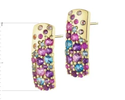 Kolczyki z żółtego złota z brylantami, kamieniami szlachetnymi i ozdobnymi - próba 585