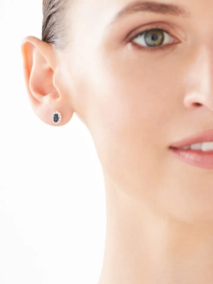 Kolczyki z żółtego złota z brylantami i szafirami - próba 585