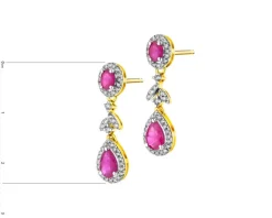 Kolczyki z żółtego złota z brylantami i rubinami - próba 585