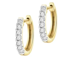 Kolczyki z żółtego złota z brylantami laboratoryjnymi - koła - 0,20 ct - próba 585