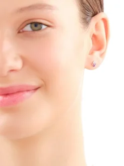 Kolczyki z żółtego złota z brylantami i kamieniami ozdobnymi - próba 375