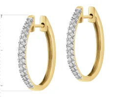 Kolczyki z żółtego złota z brylantami - koła - 0,25 ct - próba 585