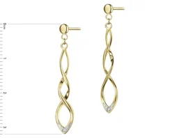 Kolczyki z żółtego złota z brylantami - 0,008 ct - próba 585