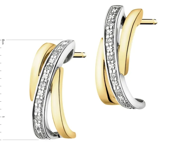 Kolczyki z żółtego złota z brylantami - 0,04 ct - próba 375