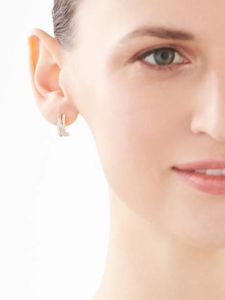 Kolczyki z żółtego złota z brylantami - 0,04 ct - próba 375