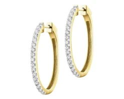 Kolczyki z żółtego złota z brylantami laboratoryjnymi - koła - 1,00 ct - próba 750