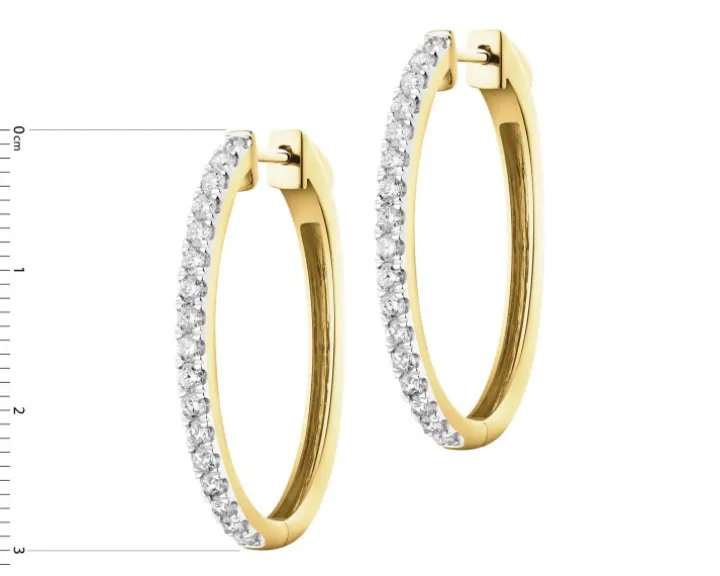 Kolczyki z żółtego złota z brylantami laboratoryjnymi - koła - 1,00 ct - próba 750