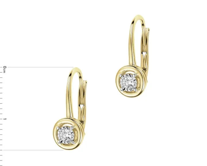 Kolczyki z żółtego złota z brylantami - 0,10 ct - próba 585