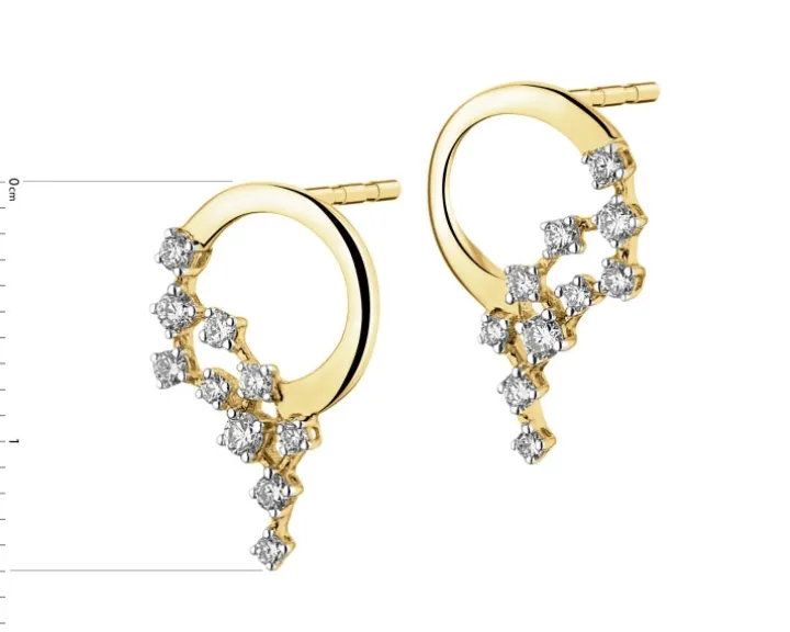 Kolczyki z żółtego złota z brylantami - 0,25 ct - próba 585
