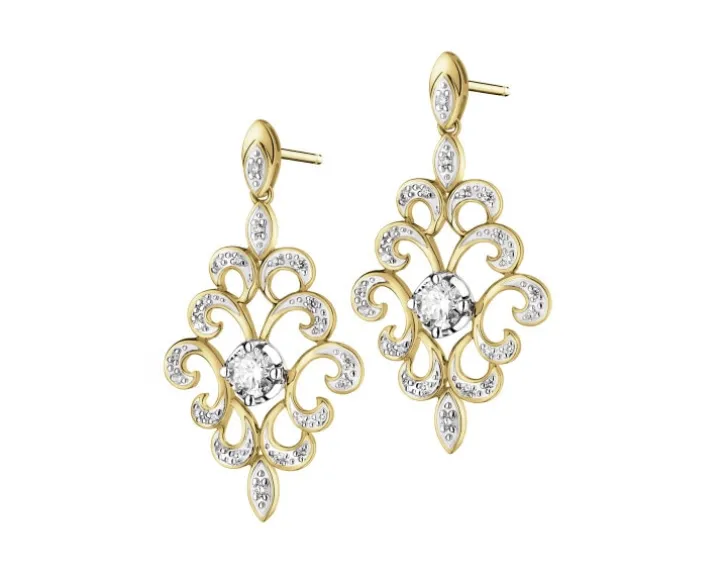 Kolczyki z żółtego złota z brylantami - 0,70 ct - próba 585