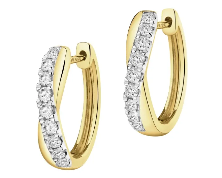 Kolczyki z żółtego złota z brylantami laboratoryjnymi - koła - 0,33 ct - próba 585