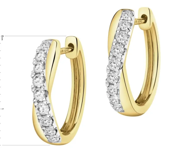 Kolczyki z żółtego złota z brylantami laboratoryjnymi - koła - 0,33 ct - próba 585