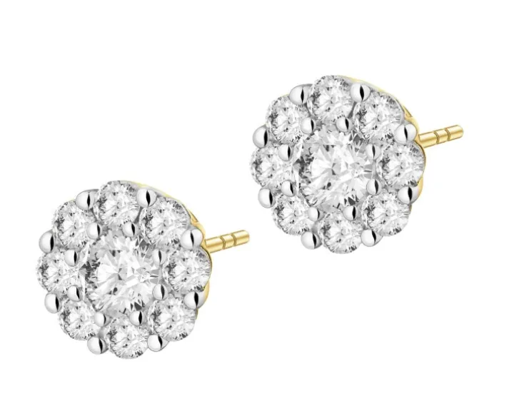 Kolczyki z żółtego złota z brylantami laboratoryjnymi - 0,40 ct - próba 585