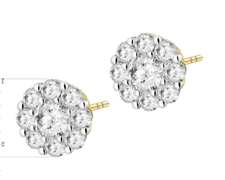 Kolczyki z żółtego złota z brylantami laboratoryjnymi - 0,40 ct - próba 585