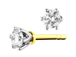 Kolczyki z żółtego złota z brylantami - 0,16 ct - próba 585