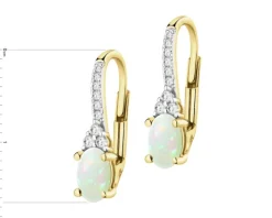Kolczyki z żółtego złota z brylantami i opalami - próba 585