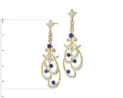 Kolczyki z żółtego złota z brylantami i szafirami - próba 585