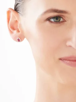 Kolczyki z żółtego złota z brylantami i rubinami - próba 585