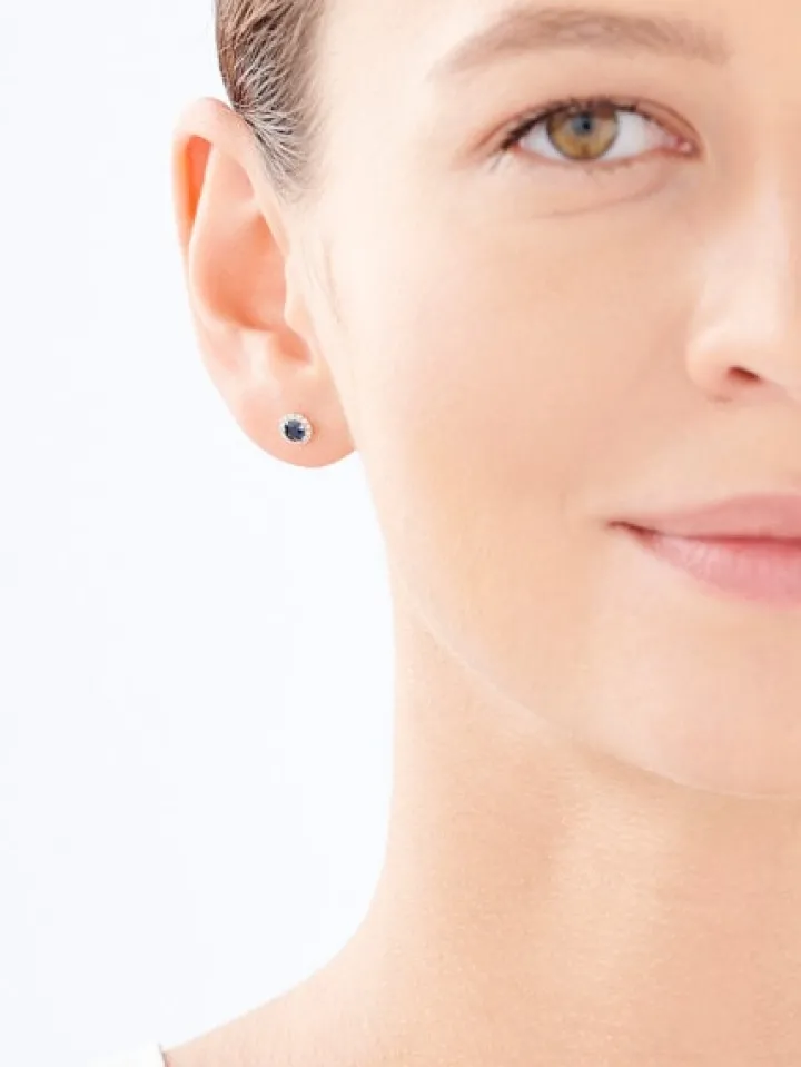 Kolczyki z żółtego złota z brylantami i szafirami - próba 585