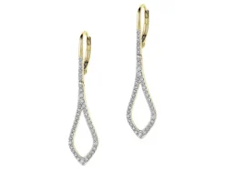 Kolczyki z żółtego złota z brylantami - 0,45 ct - próba 585