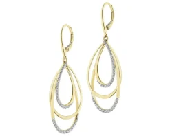 Kolczyki z żółtego złota z brylantami - 0,40 ct - próba 585