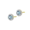 Kolczyki z żółtego złota z brylantami i topazami London Blue - próba 585