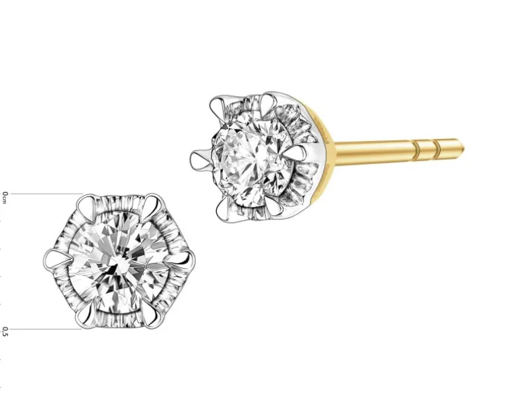 Kolczyki z żółtego złota z brylantami - 0,25 ct - próba 585