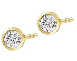 Kolczyki z żółtego złota z brylantami laboratoryjnymi - 0,30 ct - próba 585