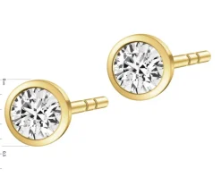 Kolczyki z żółtego złota z brylantami laboratoryjnymi - 0,30 ct - próba 585