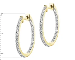 Kolczyki z żółtego złota z brylantami laboratoryjnymi - koła - 0,90 ct - próba 750