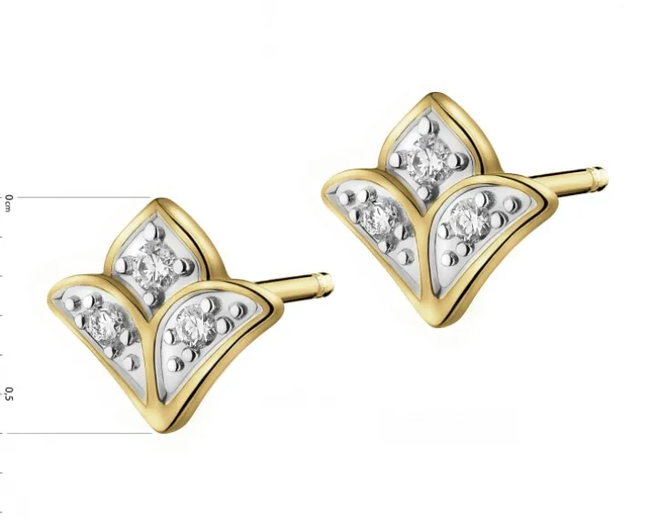Kolczyki z żółtego złota z brylantami - 0,05 ct - próba 375