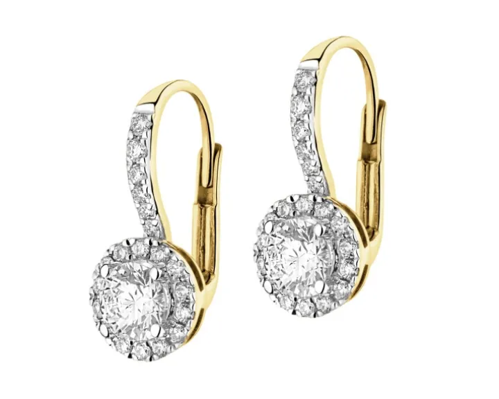 Kolczyki z żółtego złota z brylantami - 0,94 ct - próba 585