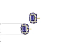 Kolczyki z żółtego złota z brylantami i szafirami syntetycznymi - próba 585