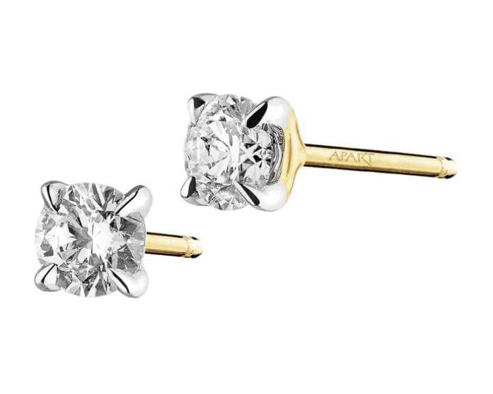 Kolczyki z żółtego złota z brylantami - 0,36 ct - próba 750