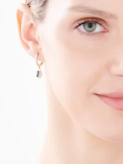 Kolczyki z żółtego złota z brylantami i szafirami - próba 585