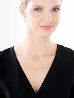 Kolczyki z żółtego złota z brylantami i szafirami - próba 585