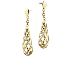 Kolczyki z żółtego złota z brylantami - 0,006 ct - próba 375