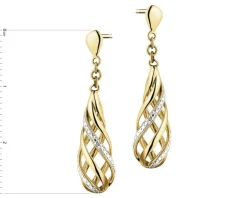 Kolczyki z żółtego złota z brylantami - 0,006 ct - próba 375