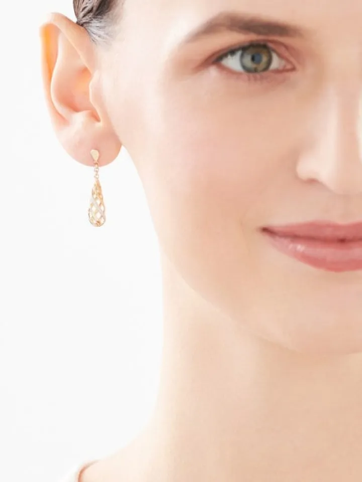 Kolczyki z żółtego złota z brylantami - 0,006 ct - próba 375