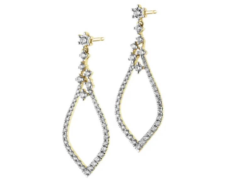 Kolczyki z żółtego złota z brylantami - 0,51 ct - próba 585