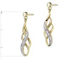 Kolczyki z żółtego złota z brylantami - 0,02 ct - próba 585