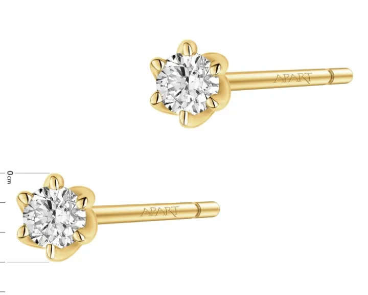 Kolczyki z żółtego złota z brylantami - 0,20 ct - próba 585