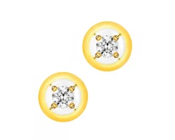Kolczyki z żółtego złota z brylantami - koła - 0,16 ct - próba 585