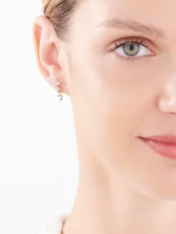 Kolczyki z żółtego złota z brylantami i topazami - próba 375