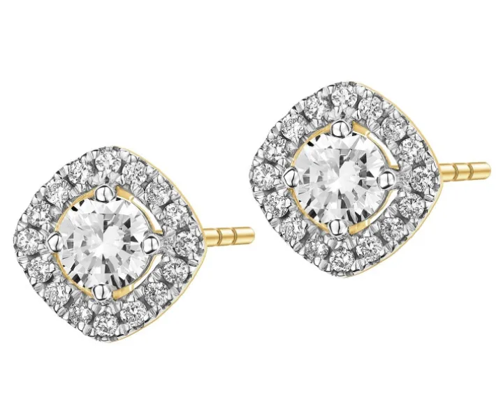 Kolczyki z żółtego złota z brylantami - 0,55 ct - próba 585
