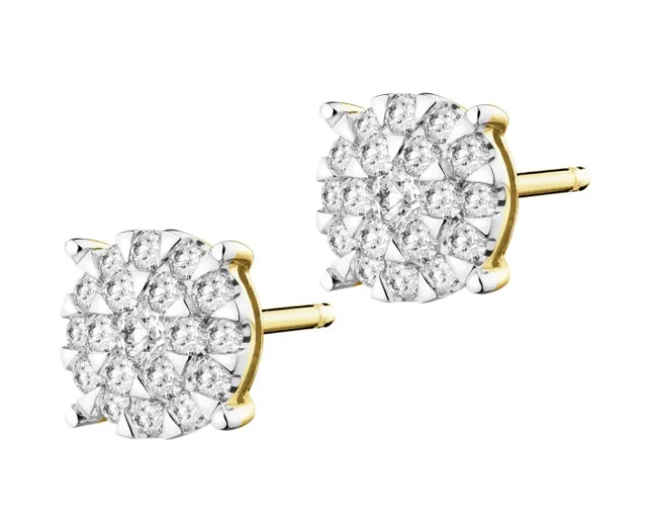 Kolczyki z żółtego złota z brylantami - 0,27 ct - próba 585