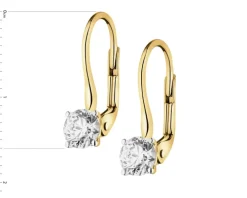 Kolczyki z żółtego złota z brylantami - SI2/G - 0,89 ct - próba 585
