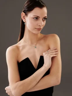 Kolczyki z żółtego złota z brylantami i szmaragdami - próba 585